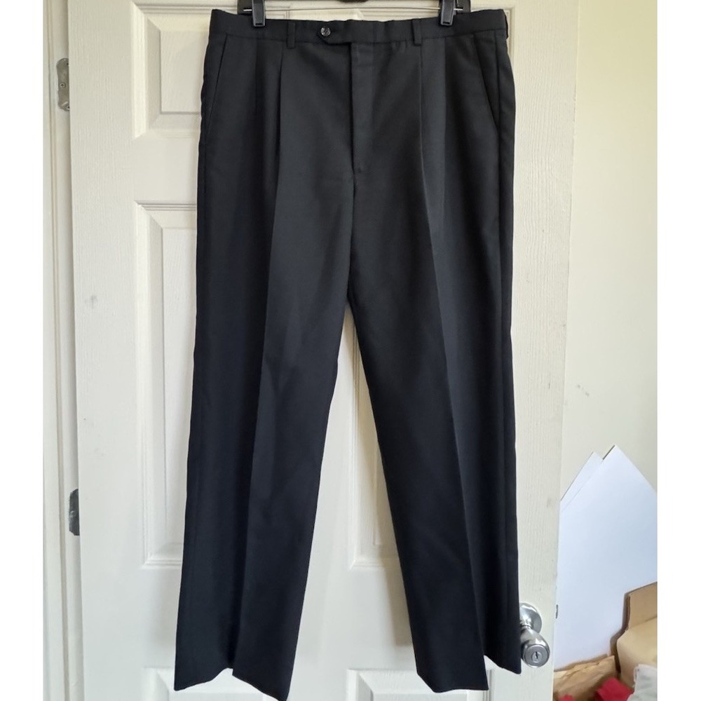 Jeffrey Banks Mens Pleated Pants Black Medium 32W